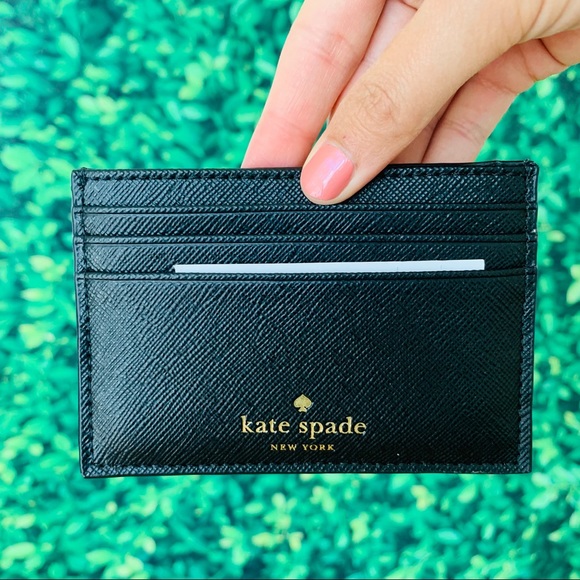 Kate Spade Greta Court Graham Black Glitter Card - Picture 2 of 6